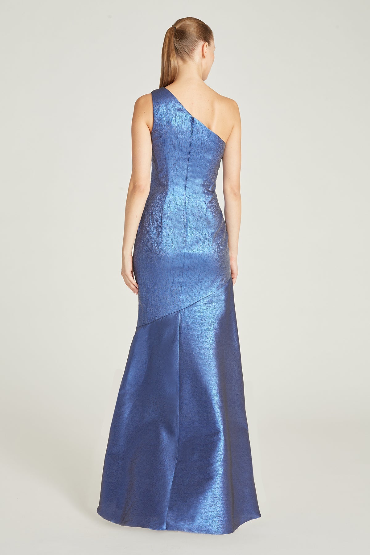 One Shouldered Gown - Sail Blue by Theia — alternate view