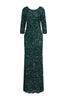 3/4 Sleeve Sequin Dress - Pine