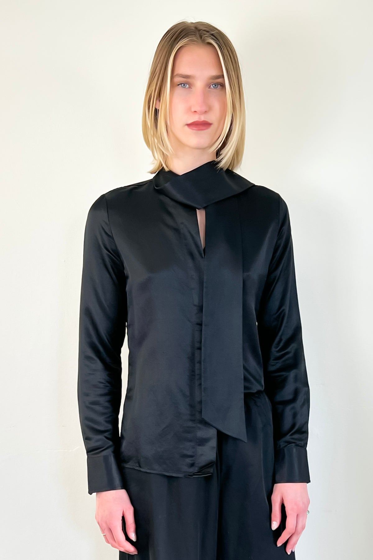 Bow Tie Blouse - Black by Brazeau Tricot — alternate view