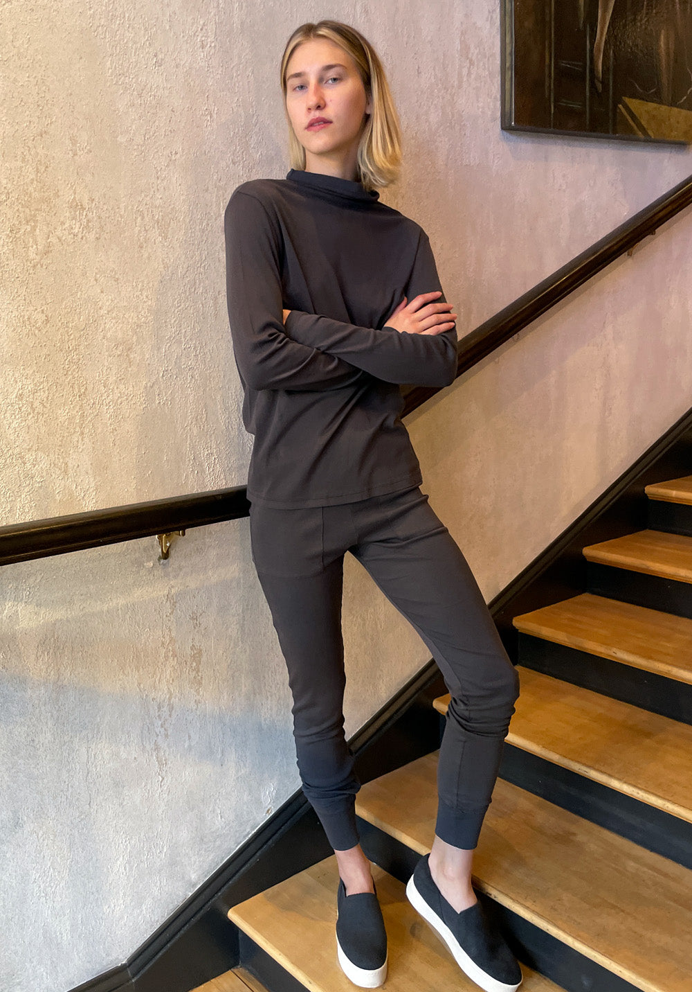 Cotton Turtleneck - Graphite by Kristensen — alternate view