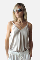 V Neck Camisole - Grey Beige by Tandem | 25 South Boutiques