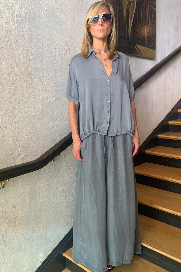 Wide Leg Pants - Grey Mist by Transit Par-Such — view 4