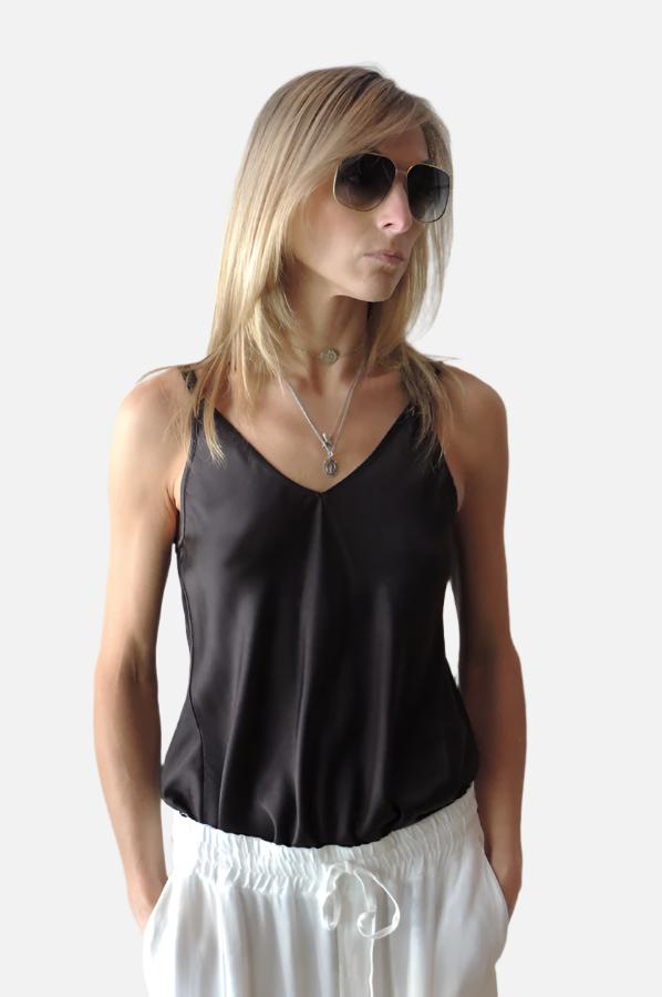 V Neck Camisole - Black by Tandem | 25 South Boutiques