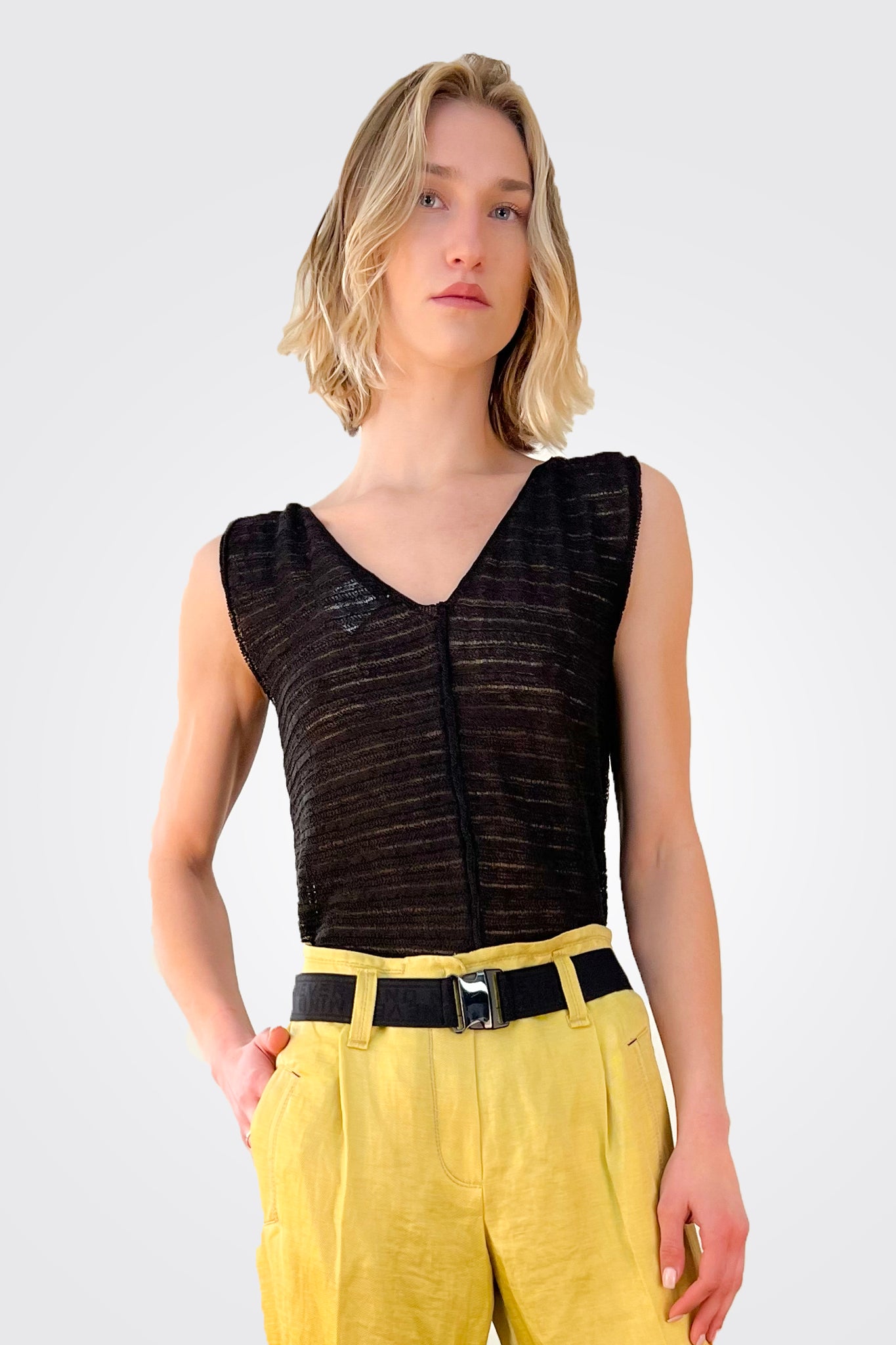 Knitted Tank - Black by Tandem — alternate view