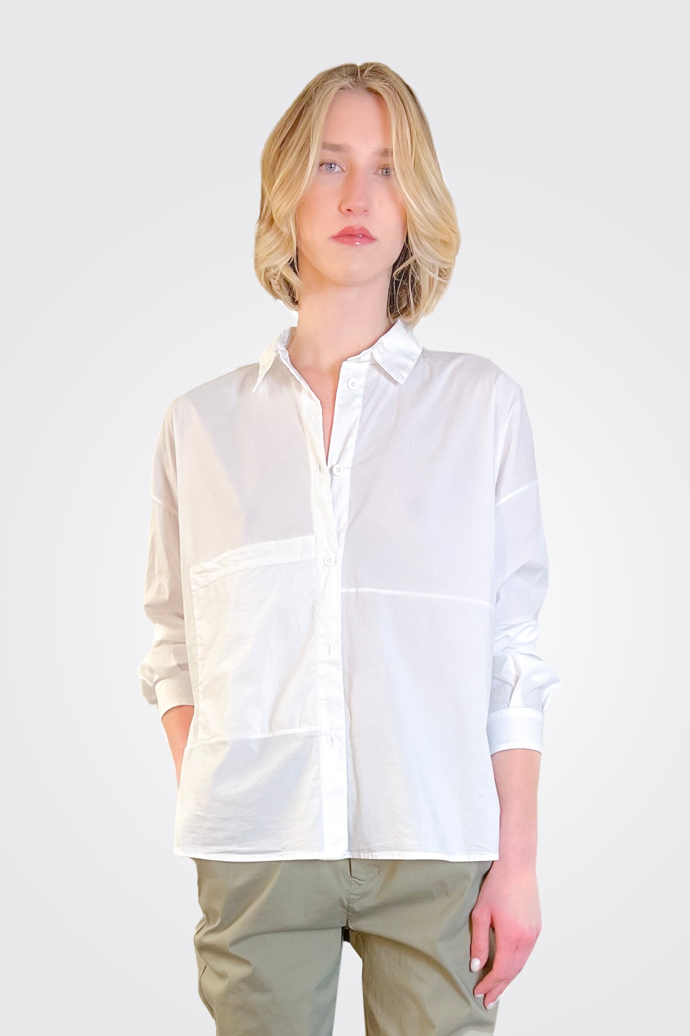 Oversized Pocket Blouse - White by Transit Par-Such — view 5