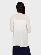 Trapeze Cotton Cardigan - White by White + Warren — view 3