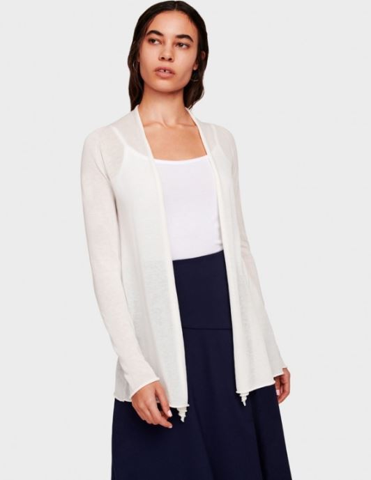 Trapeze Cotton Cardigan - White by White + Warren — alternate view