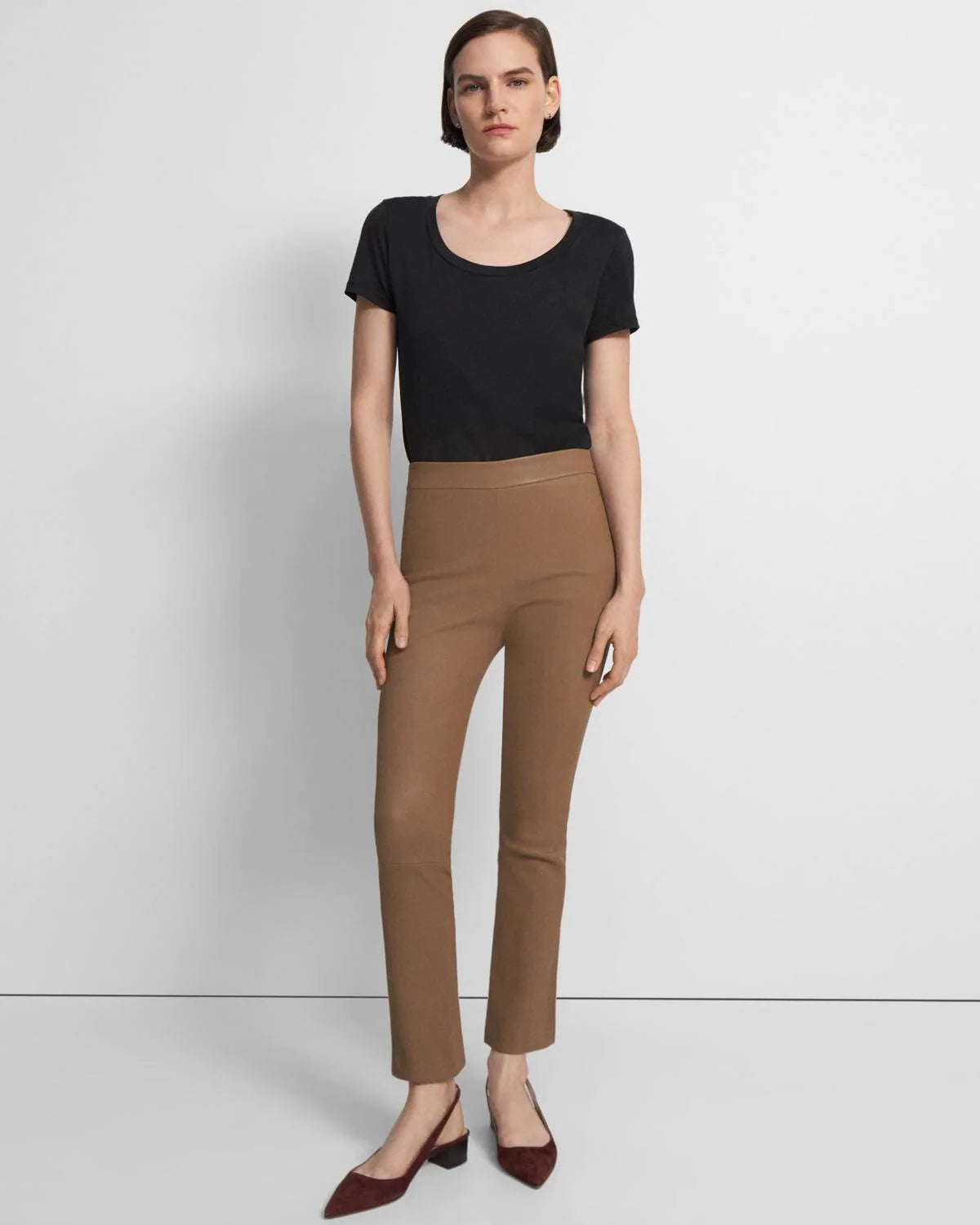 Leather Slim Kick Pant - Truffle by Theory | 25 South Boutiques