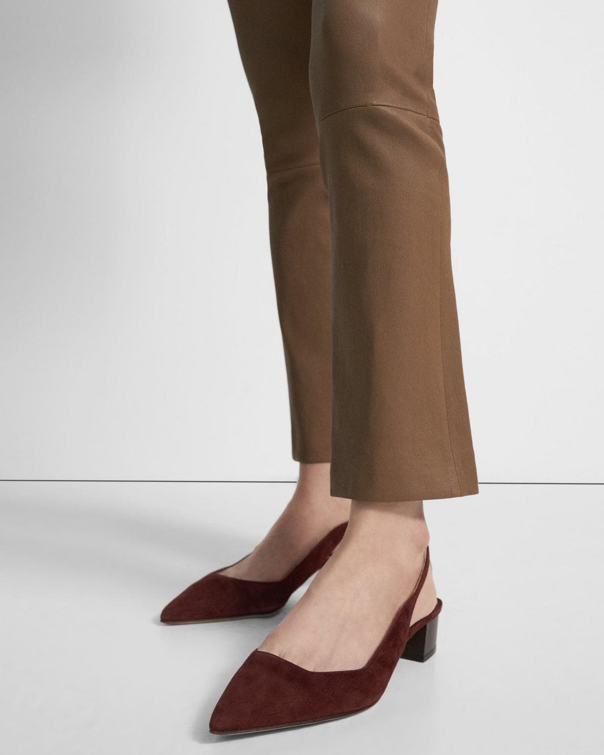 Leather Slim Kick Pant - Truffle by Theory — view 3
