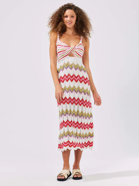 Boucle Twisted Bandeau Sundress - Zig Zag White by Hayley Menzies | 25 South Boutiques