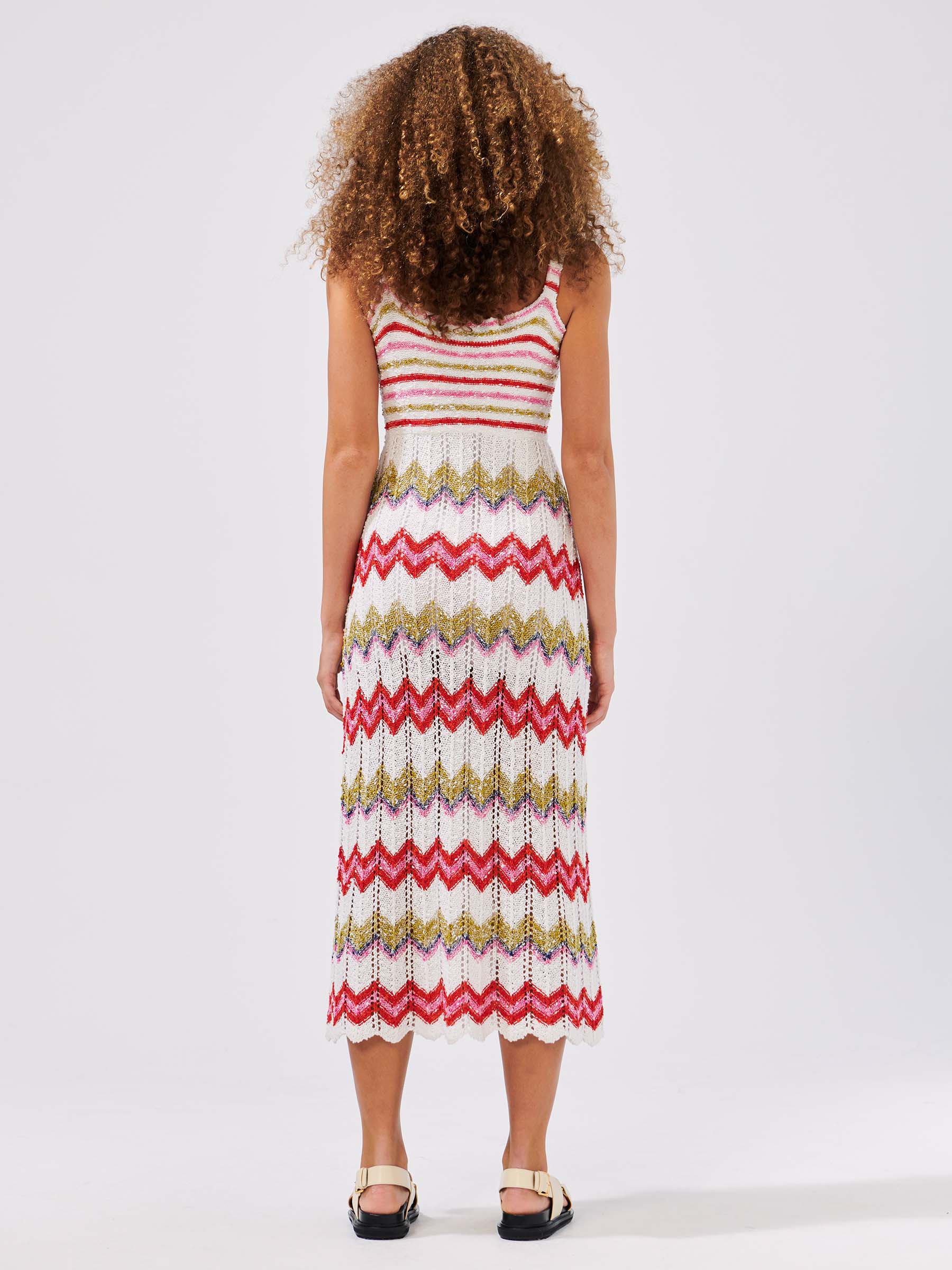 Boucle Twisted Bandeau Sundress - Zig Zag White by Hayley Menzies — view 4