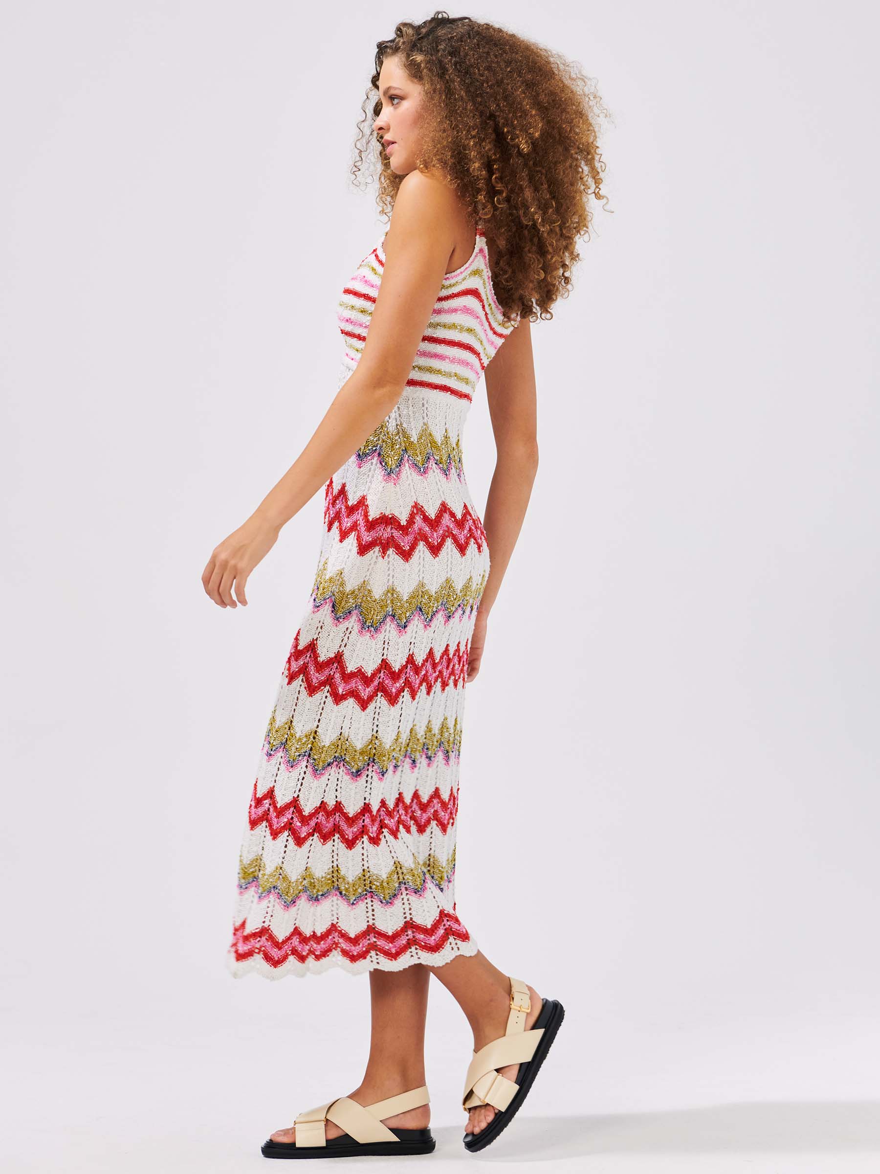 Boucle Twisted Bandeau Sundress - Zig Zag White by Hayley Menzies — view 5