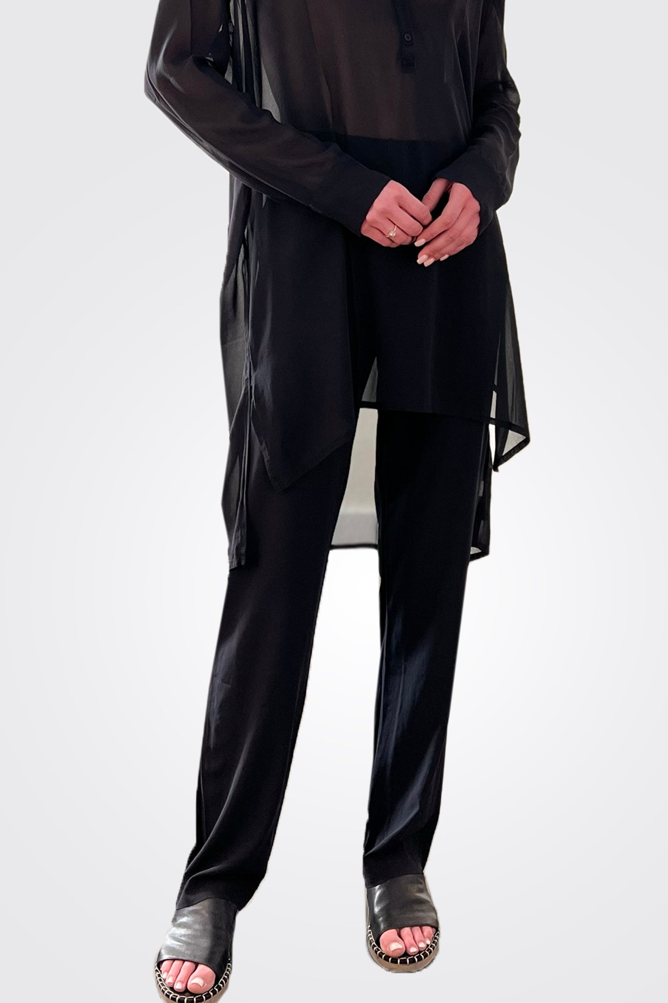 High Waist Silk Pant - Black by Private 0204 — alternate view