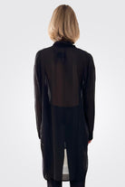 Silk Hi-Low Sheer Blouse - Black by Private 0204 — alternate view
