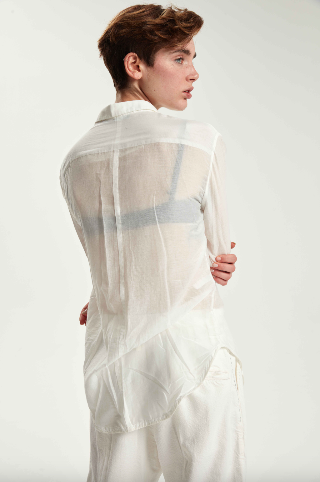 Cotton & Silk Voile Shirt - Original Off White by Umit Unal — view 3