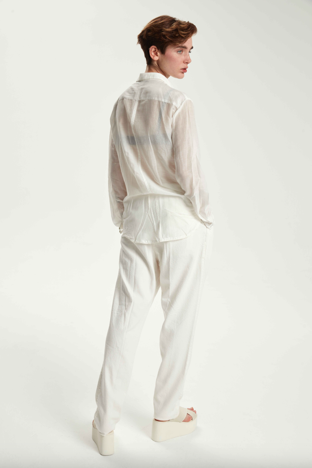 Cotton & Silk Voile Shirt - Original Off White by Umit Unal — view 5