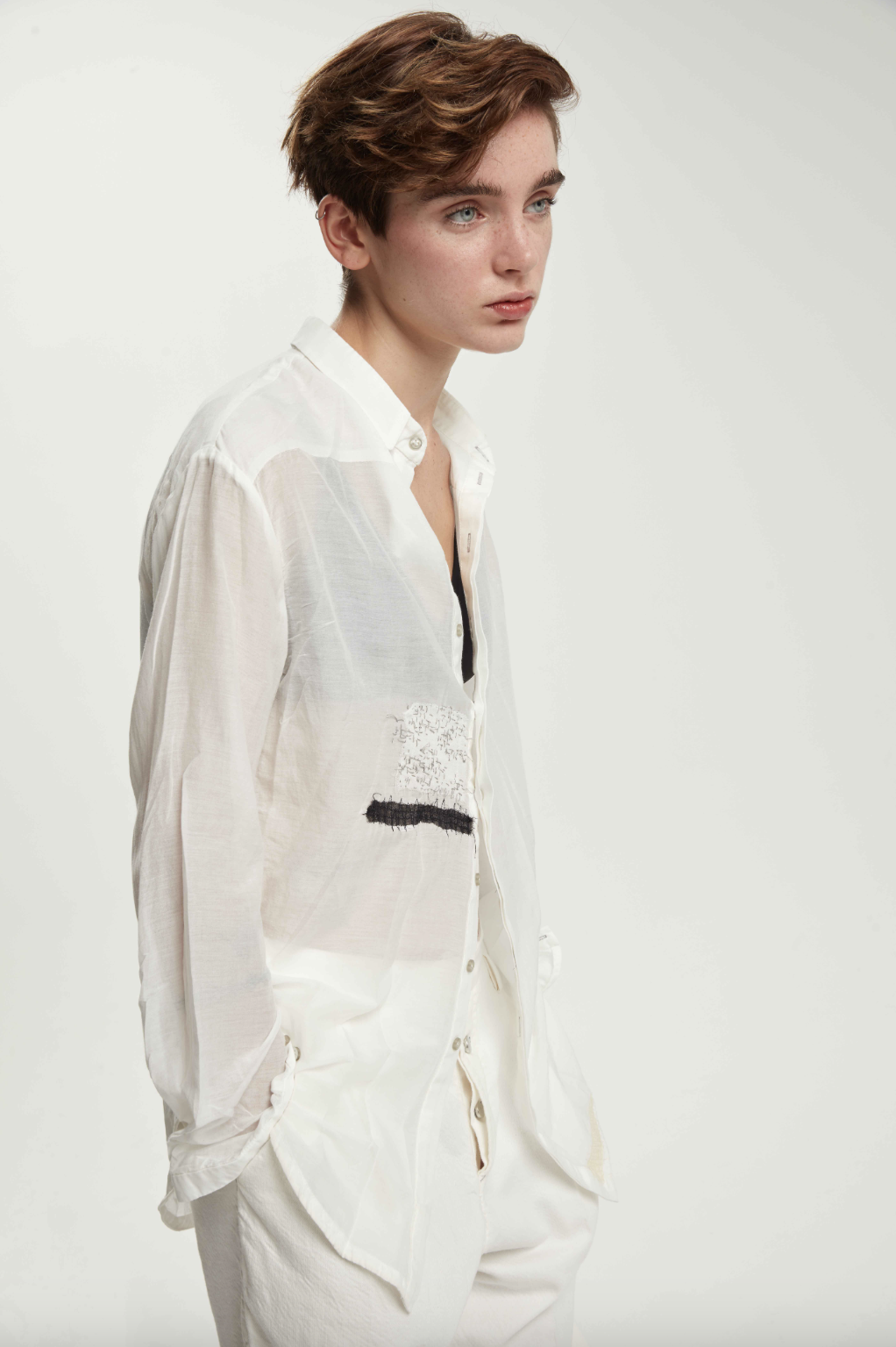 Cotton & Silk Voile Shirt - Original Off White by Umit Unal — alternate view