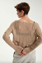 Hand Knitted Ultra Light Pullover - Original Sand Beige by Umit Unal — alternate view