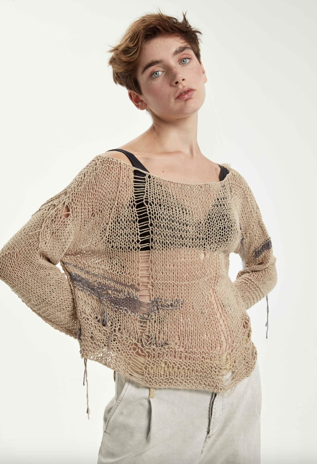Hand Knitted Ultra Light Pullover - Original Sand Beige by Umit Unal | 25 South Boutiques