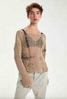 Hand Knitted Ultra Light Pullover - Original Sand Beige by Umit Unal — view 4