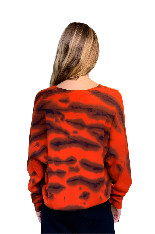 Malibu Tie Dye Oversized V - Rust / Tikka by Crush Cashmere — alternate view