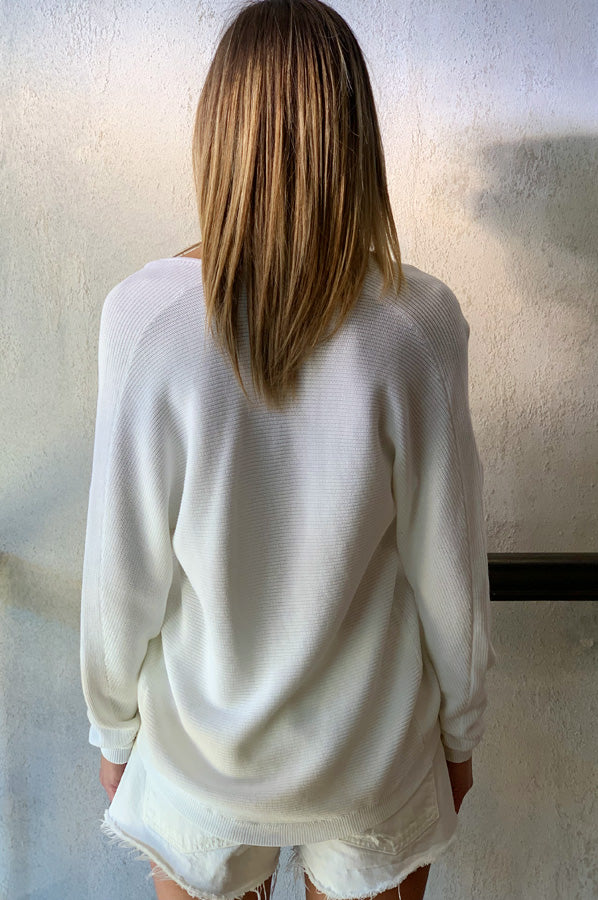 Long Sleeve v Neck - White by Transit Par-Such — alternate view