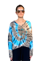 Malibu Tie Dye Oversized V - Camel / Blue by Crush Cashmere | 25 South Boutiques