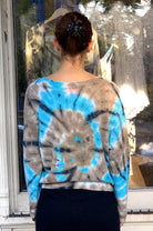 Malibu Tie Dye Oversized V - Camel / Blue by Crush Cashmere — alternate view