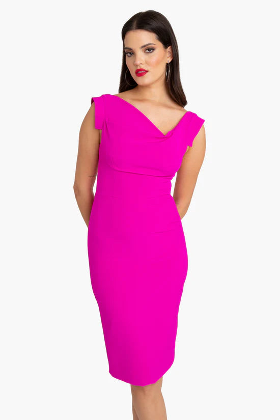 Jackie O Sheath Dress - Vibrant Pink by Black Halo — alternate view