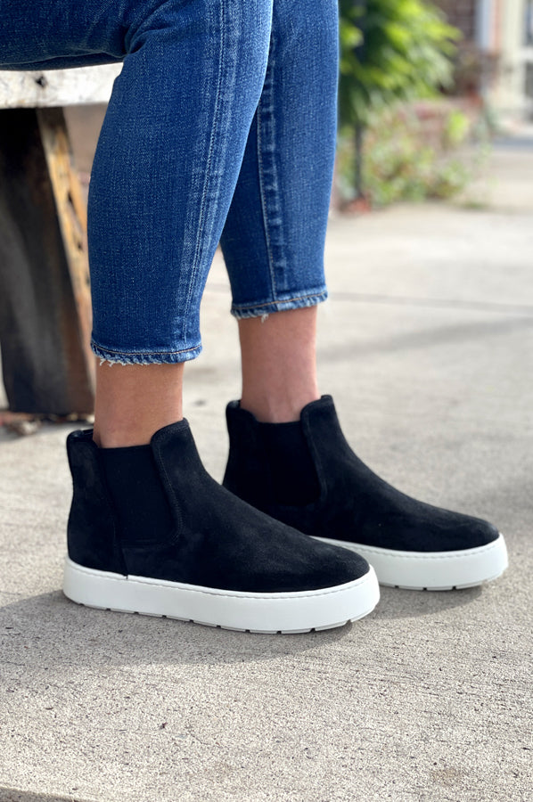 Warren Suede Chelsea Sneaker - Black by Vince — view 3