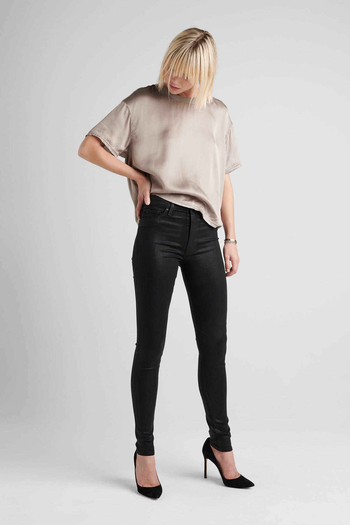 Barbara High Rise Skinny Jean - Noir Leatherette by Hudson | 25 South Boutiques