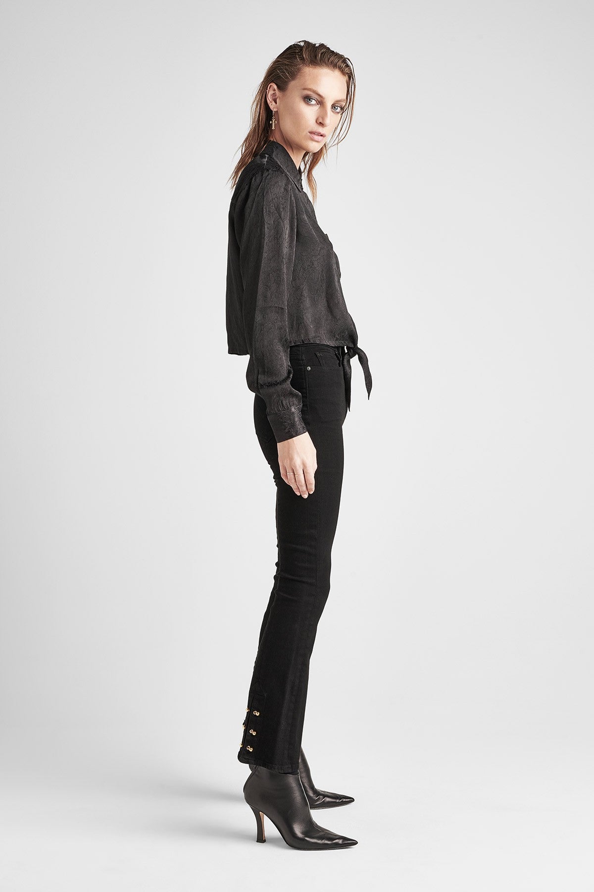 Holly High Rise Crop Flare - Black by Hudson — alternate view