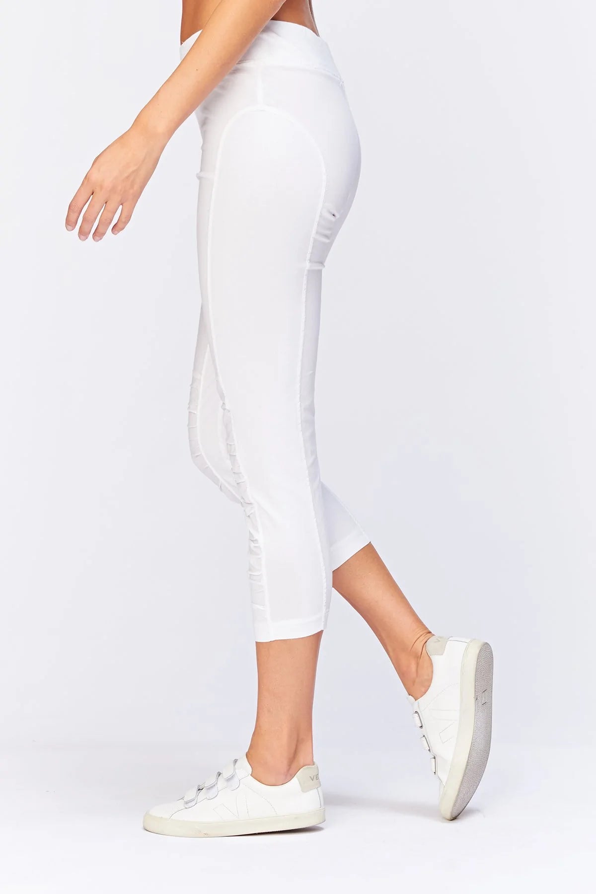 Jetter Crop Legging - White by XCVI — alternate view