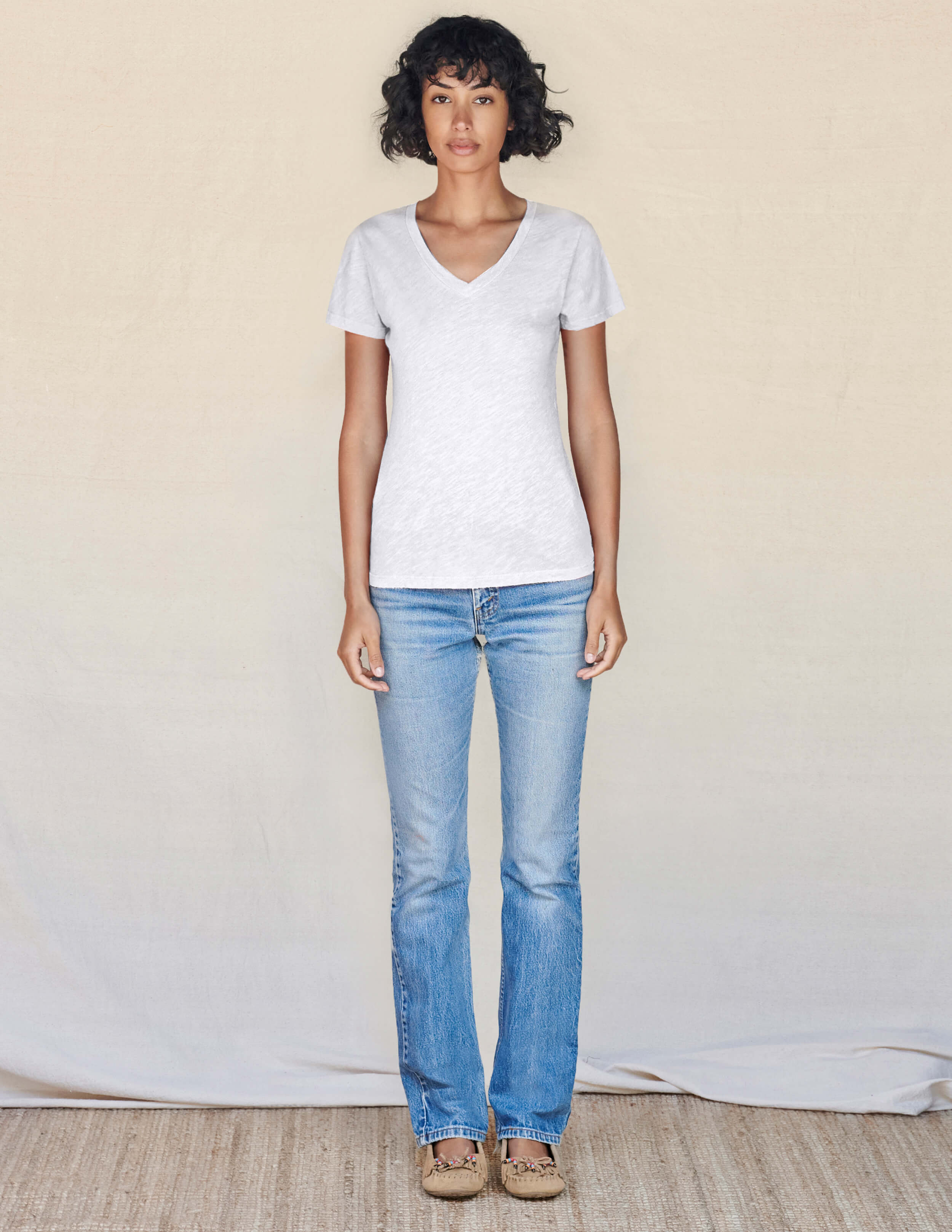 V Neck Tee - White by Sundry — alternate view