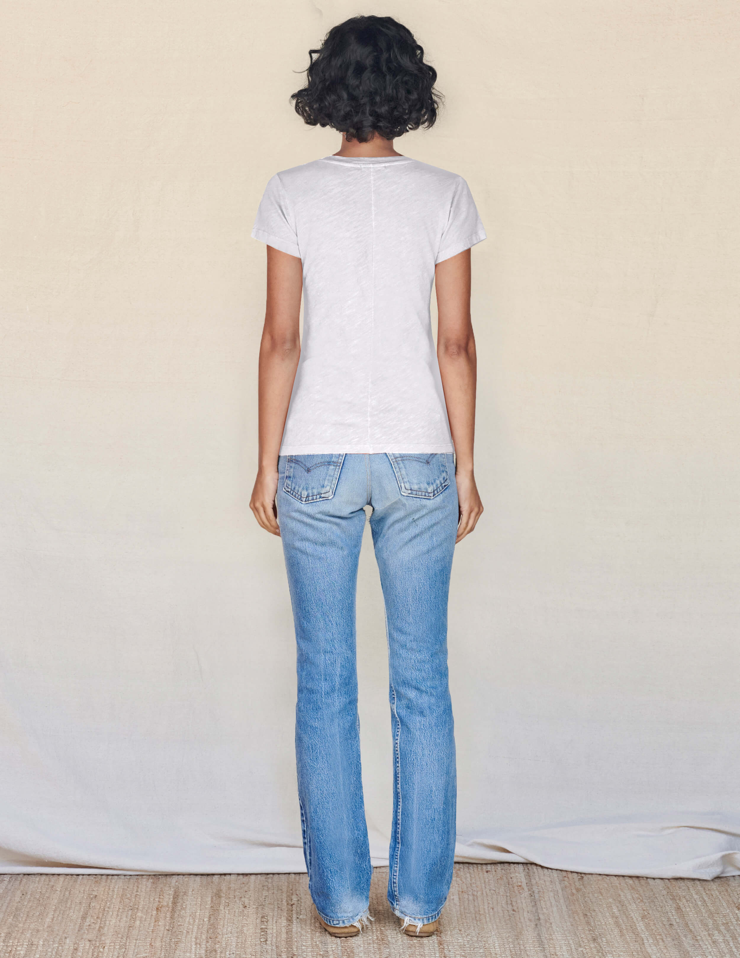 V Neck Tee - White by Sundry — view 3