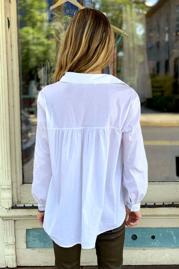 Button Up Flare Back Shirt - White by Tandem — view 3