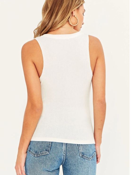 Inca Rib Tank - White by Project Social T — view 4