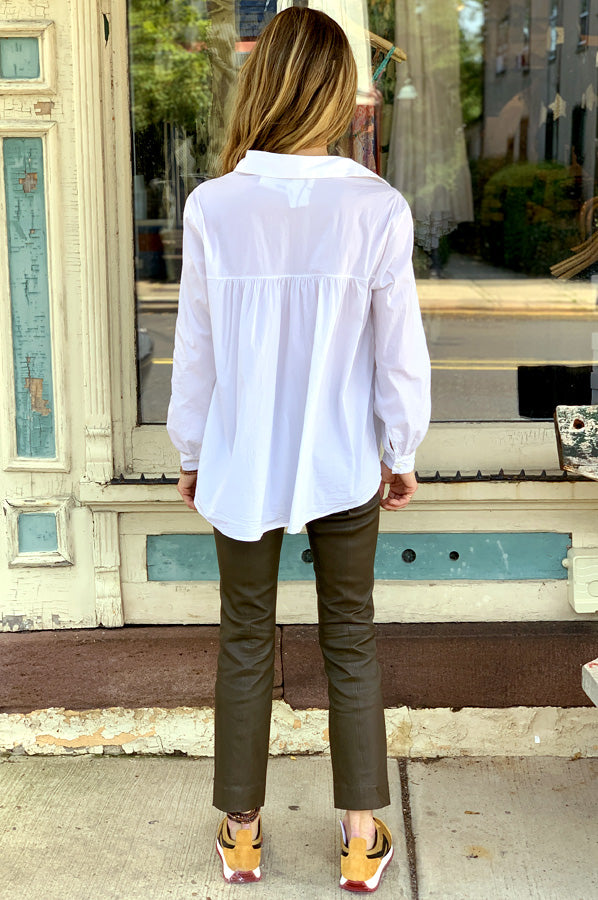 Button Up Flare Back Shirt - White by Tandem — view 4
