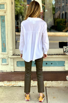 Button Up Flare Back Shirt - White by Tandem — view 4