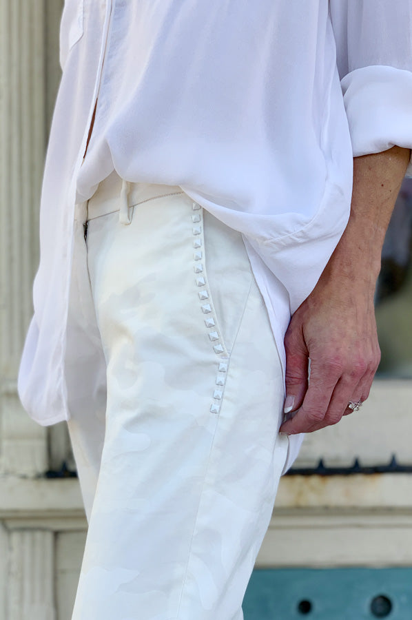 NY Slim Chino Pants - White Camo by Masons — view 4