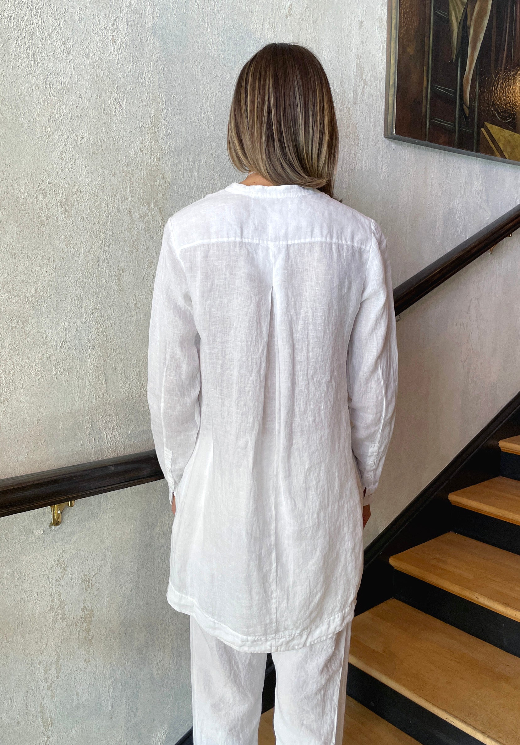 Regular Fit Linen Long Shirt - White by Transit Par-Such — view 3