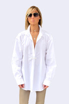 Hi Lo Blouse - White by Kristensen | 25 South Boutiques