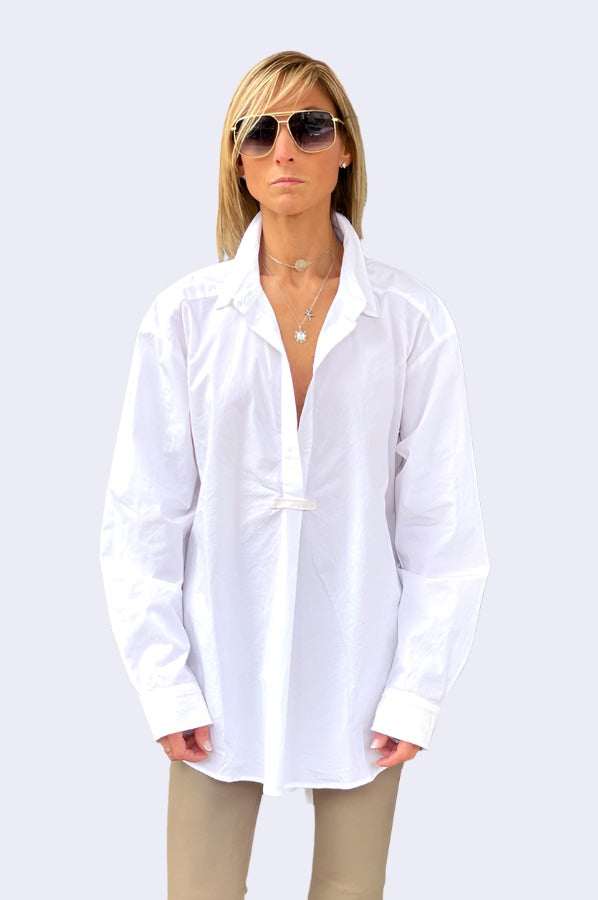 Hi Lo Blouse - White by Kristensen | 25 South Boutiques