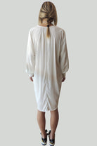 Long Sleeve V Neck Dress - White by Kristensen — view 3
