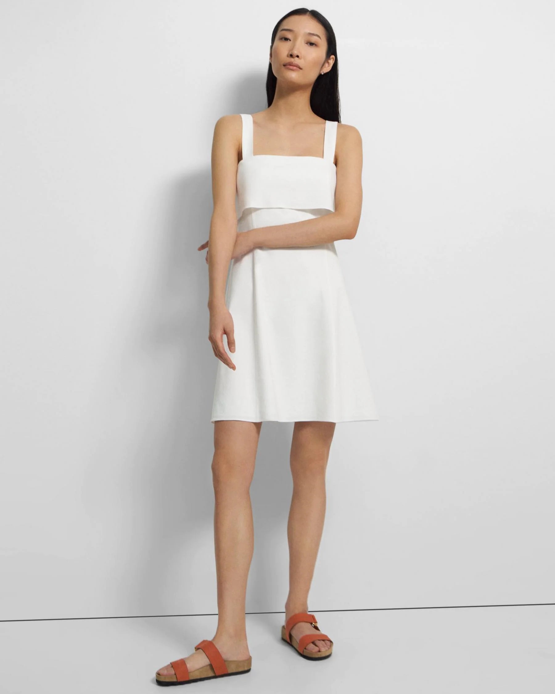 Good Linen Drape-Back Dress - White by Theory | 25 South Boutiques