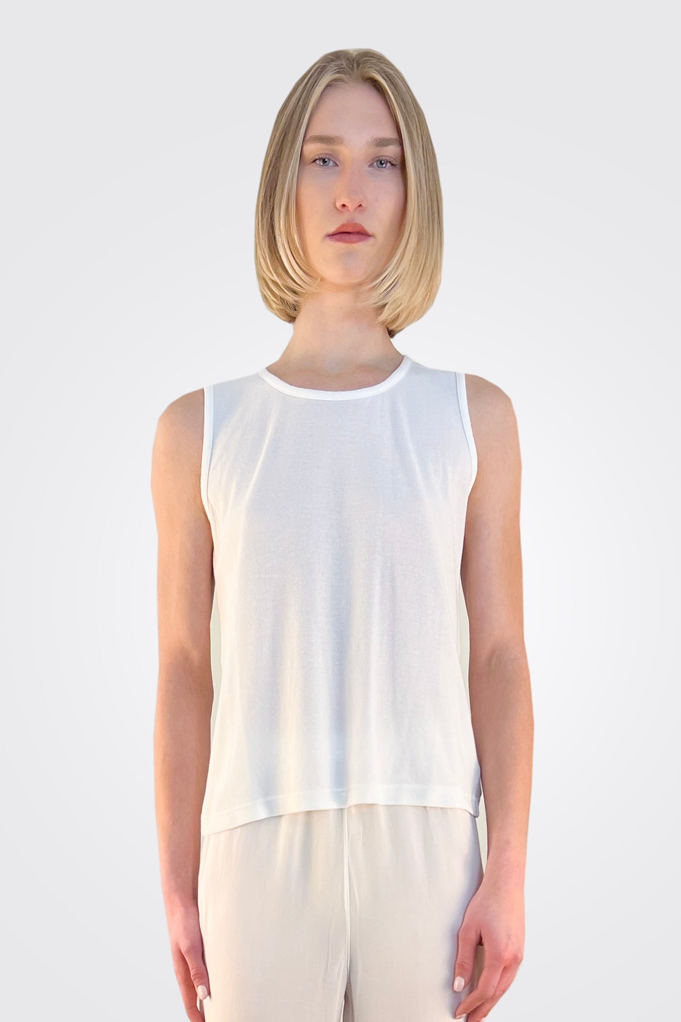 Crewneck Tank - White by Private 0204 | 25 South Boutiques