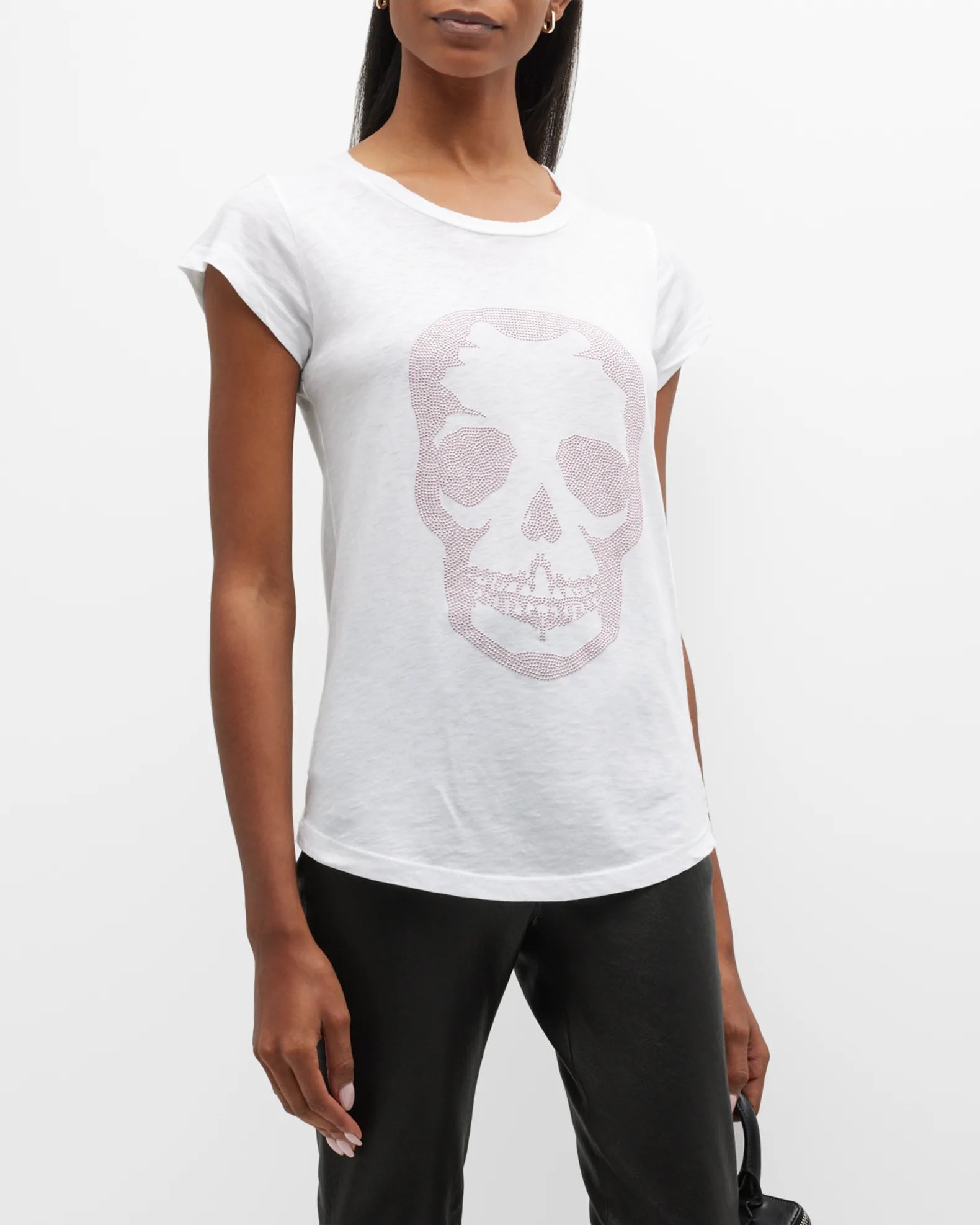 Skinny Skull Strass Short-Sleeve T-Shirt - White / Pink by Zadig & Voltaire | 25 South Boutiques