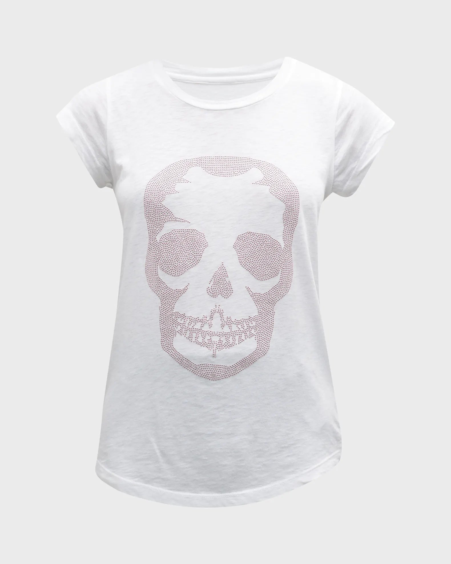 Skinny Skull Strass Short-Sleeve T-Shirt - White / Pink by Zadig & Voltaire — view 5