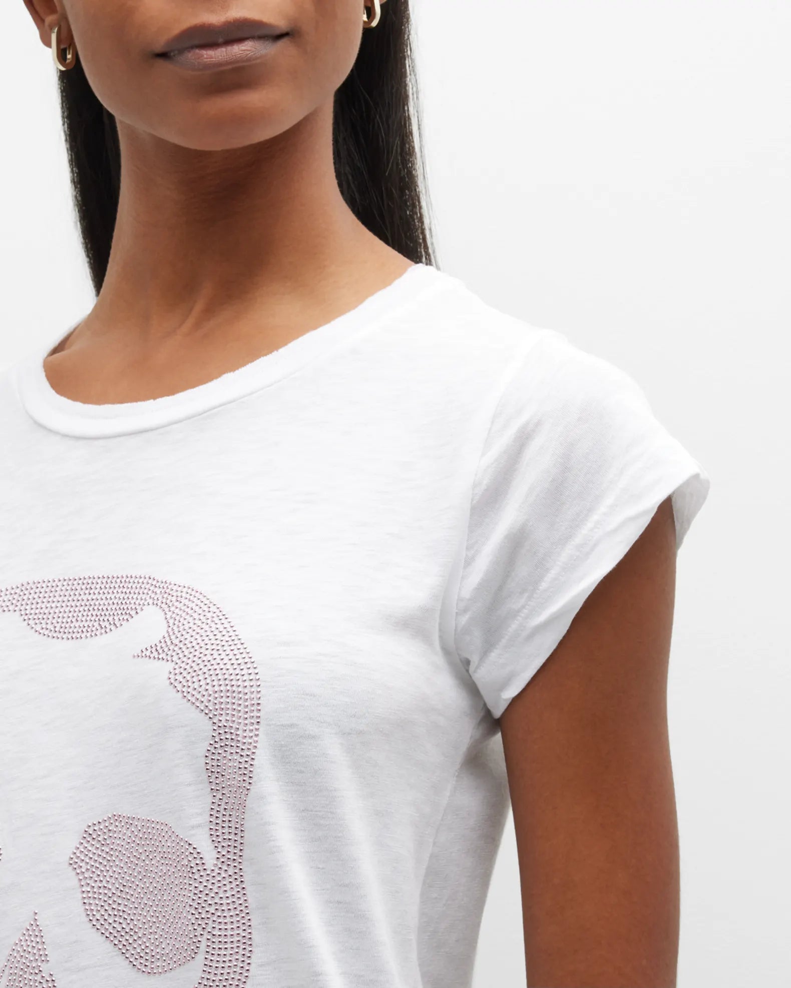 Skinny Skull Strass Short-Sleeve T-Shirt - White / Pink by Zadig & Voltaire — alternate view