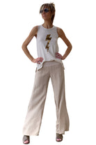 Wide Linen Trousers - Dark Clay by Enza Costa — alternate view